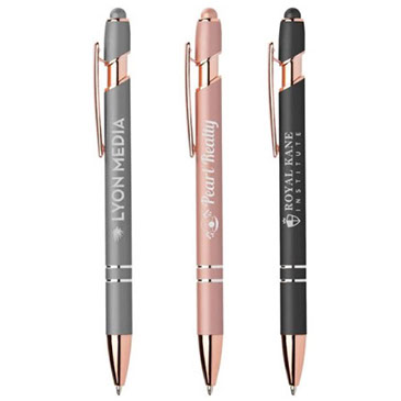 Very high-end rose gold pen with soft touch barrel