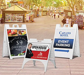 Printed signs & displays including these sturdy, durable & weatherproof sidewalk signs
